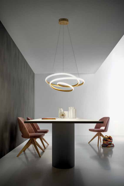 GEALUCE Sospensione Montatura in alluminio bianco-oro-titanio satinato. Diffusore in silicone bianco opale. LED DIVA S/P D.50CM GEALUCE Sospensione Montatura in alluminio bianco-oro-titanio satinato. Diffusore in silicone bianco opale. LED DIVA S/P D.50CM